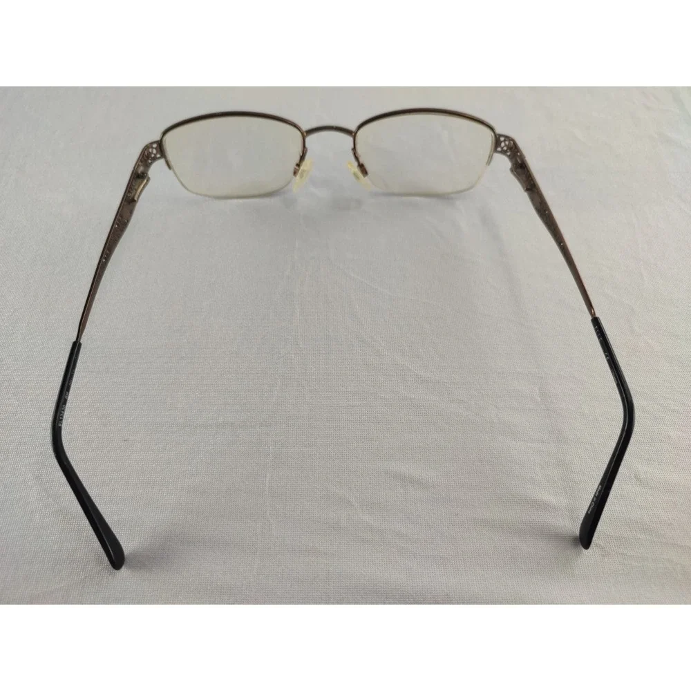 ELLE EL13430‎ BR Womens Eyeglasses Frame Brown Metal Semi-Rimless 50-19-135